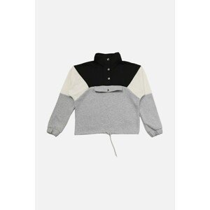 Trendyol Black Snap Detailed Crop Slim Sports Sweatshirt