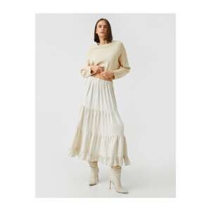 Koton Linen Blend Pleated Midi Skirt