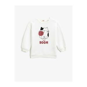 Koton Cat Printed Long Sleeve Sweatshirt Cotton