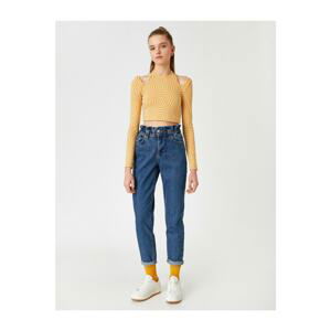 Koton High Waist Denim Pants With Elastic Waist - Mom Jean