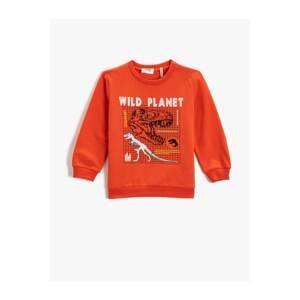 Koton Dinosaur Printed Long Sleeve Sweatshirt Crew Neck