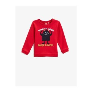 Koton Monster Print Crew Neck Sweatshirt Cotton