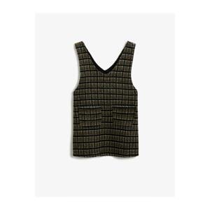 Koton Tweed Checked Salopet Dress Pocket Detailed