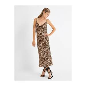 Koton Leopard Patterned Strap Midi Dress