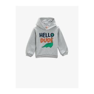 Koton Hello Dude Printed Hoodie Sweatshirt