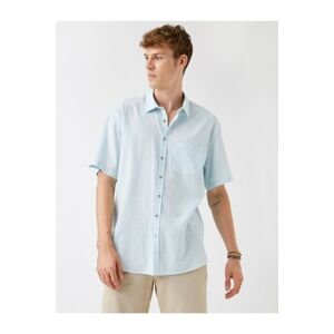 Koton Men's Blue Short Sleeve Shirt Cotton