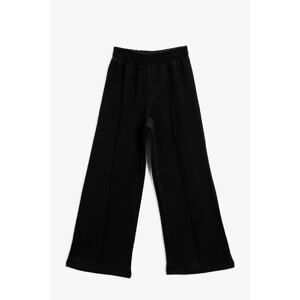 Koton Girl's Elastic Waist Wide Leg Black Sweatpants