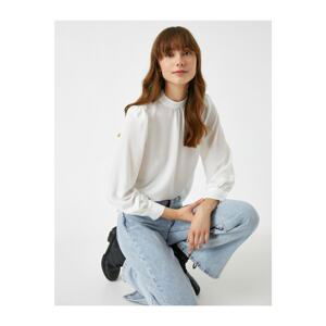 Koton Long Sleeve Blouse Stand Collar Cotton