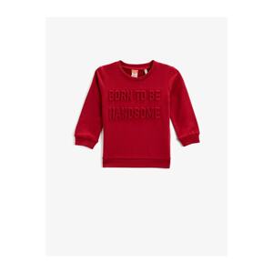 Koton Embossed Written Sweatshirt Crew Neck Cotton