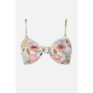 Trendyol Beige-Multicolored Floral Print Bikini Top