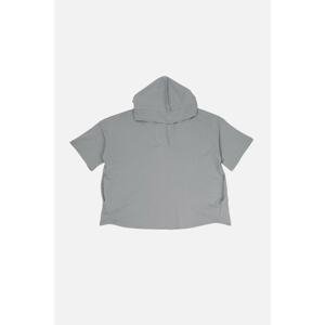 Trendyol Gray Hooded Basic Sport T-Shirt with Pocket