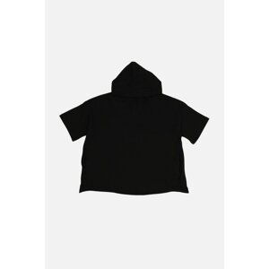 Trendyol Black Hooded Basic Sport T-Shirt with Pocket