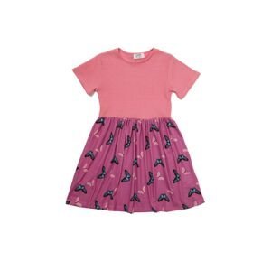 Trendyol Pink Butterfly Printed Girl Knitted Dress