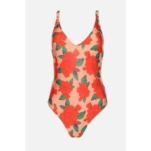 Trendyol Floral Patterned Straps Pleated Swimsuit