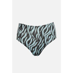 Trendyol Blue Zebra Patterned High Waist Bikini Bottom