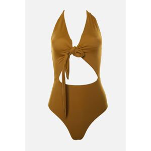 Trendyol Brown Cut Out Detailed Swimsuit