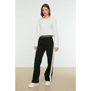 Trendyol Black High Waist Wide Leg Stripe Detailed Sweatpants