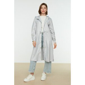 Trendyol Gray Hooded Pocket Detailed Snap Fastener Raincoat & Windbreaker