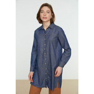 Trendyol Indigo Stitch and Slit Detailed Woven Shirt