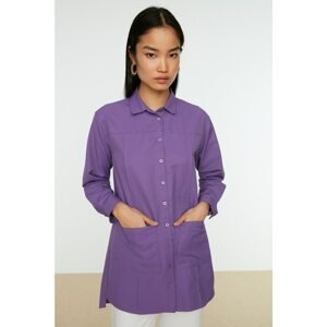Trendyol Purple Double Pocket Stitch Detail Woven Shirt