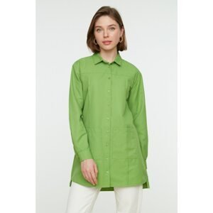 Trendyol Green Double Pocket Stitch Detail Woven Shirt