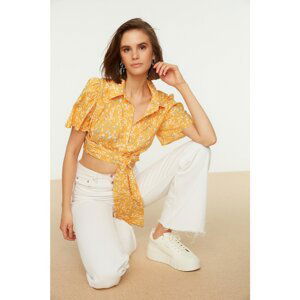 Trendyol Orange Crop Shirt