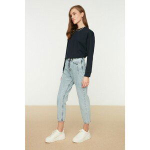 Trendyol Blue High Waist Stitch Detailed Jeans