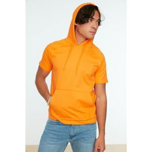Trendyol Orange Men Regular Fit Hooded Kangaroo Pocket Sweatshirt