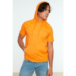 Trendyol Orange Men Regular Fit Hooded Kangaroo Pocket Sweatshirt
