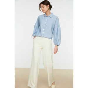 Trendyol Ecru High Waist Wide Leg Woven Trousers