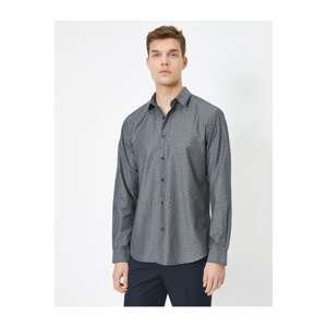 Koton Men's Classic Collar Long Sleeve Patterned Shirt