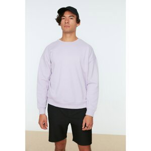 Trendyol Lilac Mens Oversize Fit Crew Neck Long Sleeve Back Printed Sweatshirt