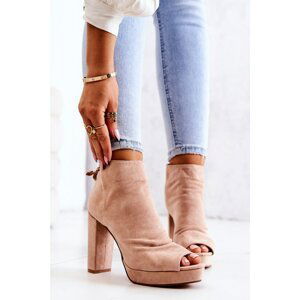 Stiletto Booties Open Toe Beige Adore