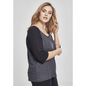 Women's 3/4 Contrast Raglan T-Shirt Coal/Black