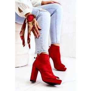 Stiletto Booties Open Toe Red Adore