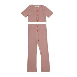 Trendyol Dried Rose Button Girl Knitted Top-Top Set