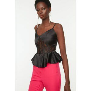 Trendyol Black Lace Detailed Satin Blouse