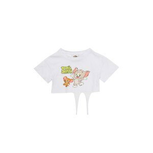 Trendyol White Licensed Tom&Jerry Printed Girl's Knitted T-Shirt