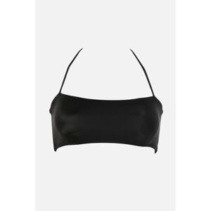 Trendyol Black Pile Detailed Halterneck Bikini Top