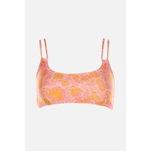 Trendyol Pink Floral Patterned U Neck Bikini Top