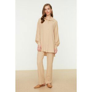 Trendyol Stone Back Long, Wide Leg Shirt-Pants Weave Suit