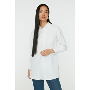 Trendyol White Hidden Pat Cuff Detailed Woven Shirt