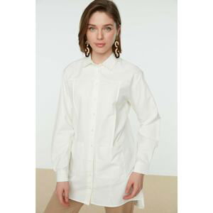 Trendyol Ecru Double Pocket Stitch Detail Woven Shirt