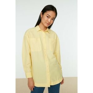 Trendyol Yellow Double Pocket Slit Detailed Woven Shirt