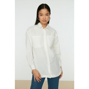 Trendyol Ecru Double Pocket Slit Detailed Woven Shirt