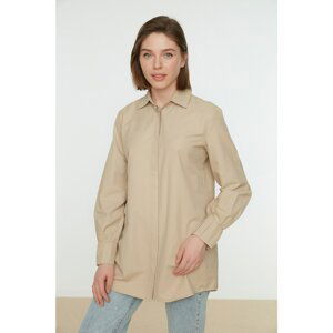 Trendyol Beige Concealed Pat Cuff Detailed Woven Shirt
