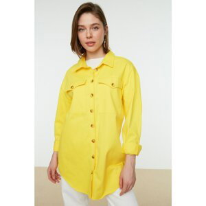 Trendyol Yellow Shirt Collar Pocket Detailed Jacket