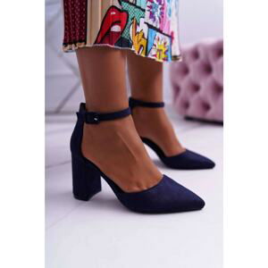 Women's Pumps On Heel Suede Navy Blue Harye