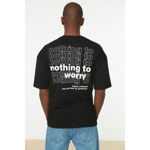 Trendyol Black Men's Oversize Fit Short Sleeve Crew Neck Printed T-Shirt