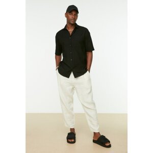 Trendyol Black Men's Oversize Shirt Collar Single Pocket Dobby Shirt